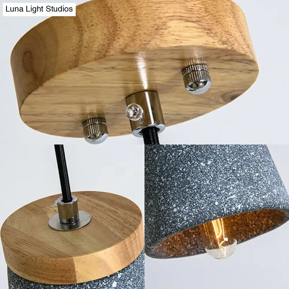 Industrial 1-Light Cement Pendant for Coffee Shop Ceiling with Tapered Shade - Black/White/Grey