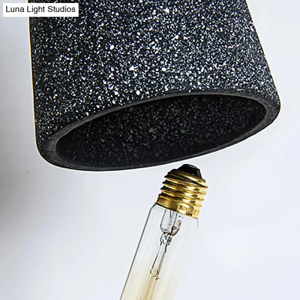 Industrial 1-Light Cement Pendant for Coffee Shop Ceiling with Tapered Shade - Black/White/Grey