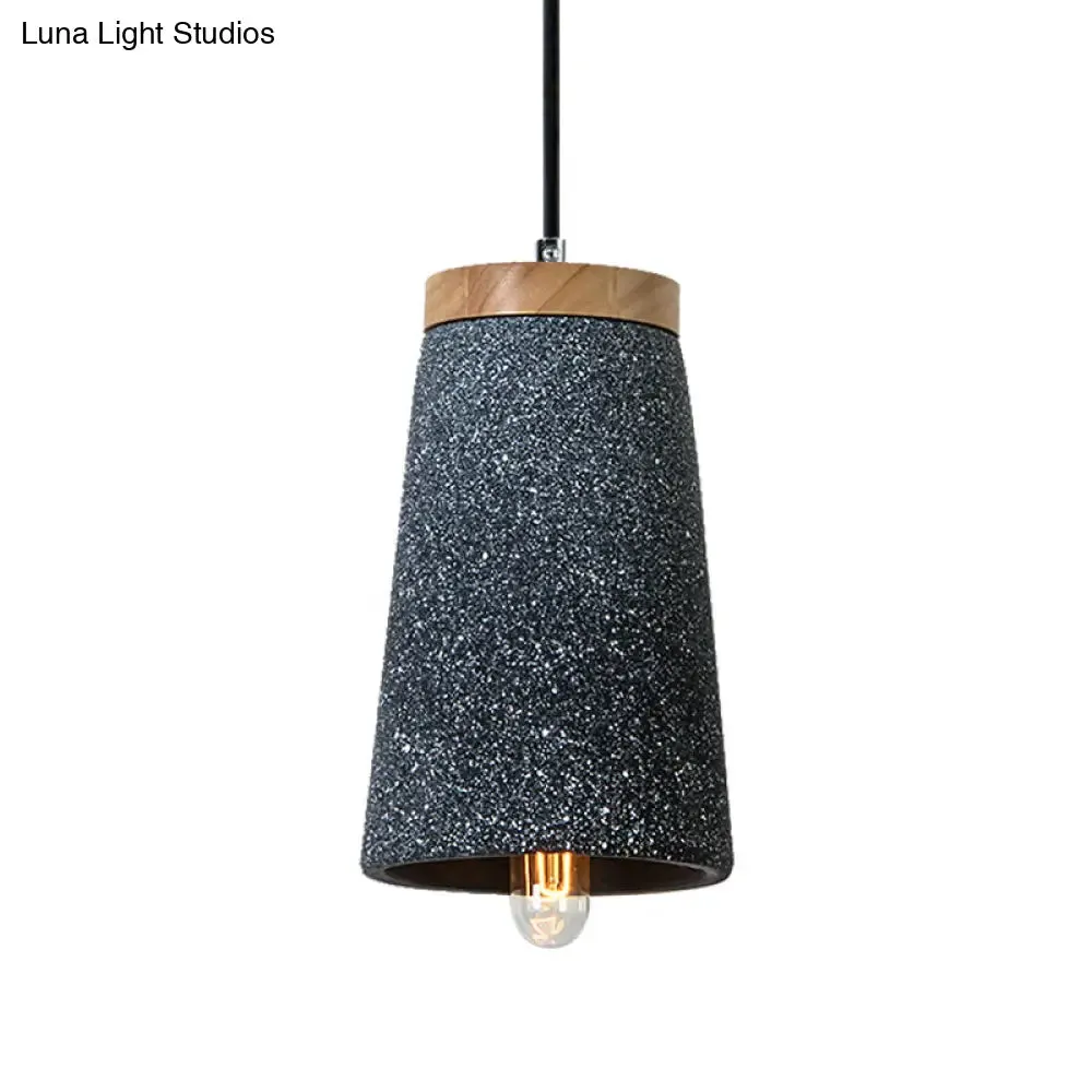 Industrial 1-Light Cement Pendant for Coffee Shop Ceiling with Tapered Shade - Black/White/Grey
