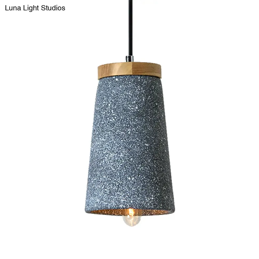 Industrial 1-Light Cement Pendant for Coffee Shop Ceiling with Tapered Shade - Black/White/Grey