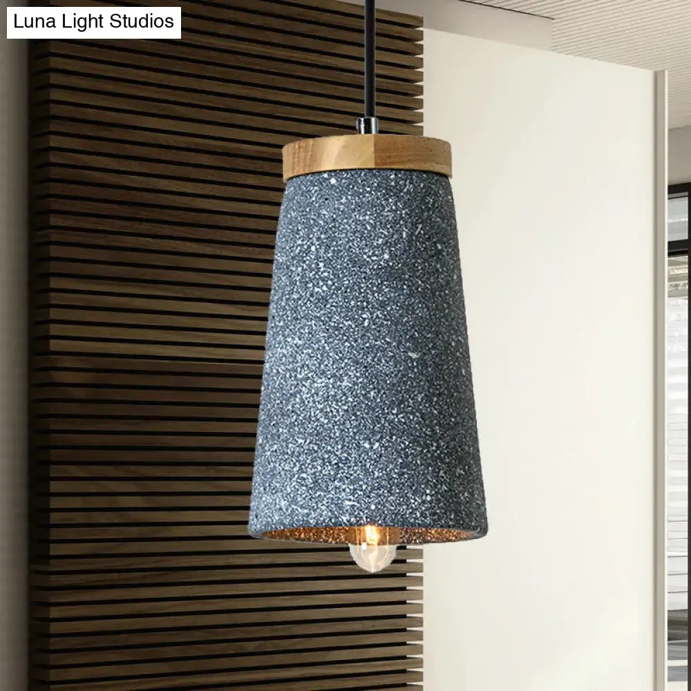 Industrial 1-Light Cement Pendant for Coffee Shop Ceiling with Tapered Shade - Black/White/Grey