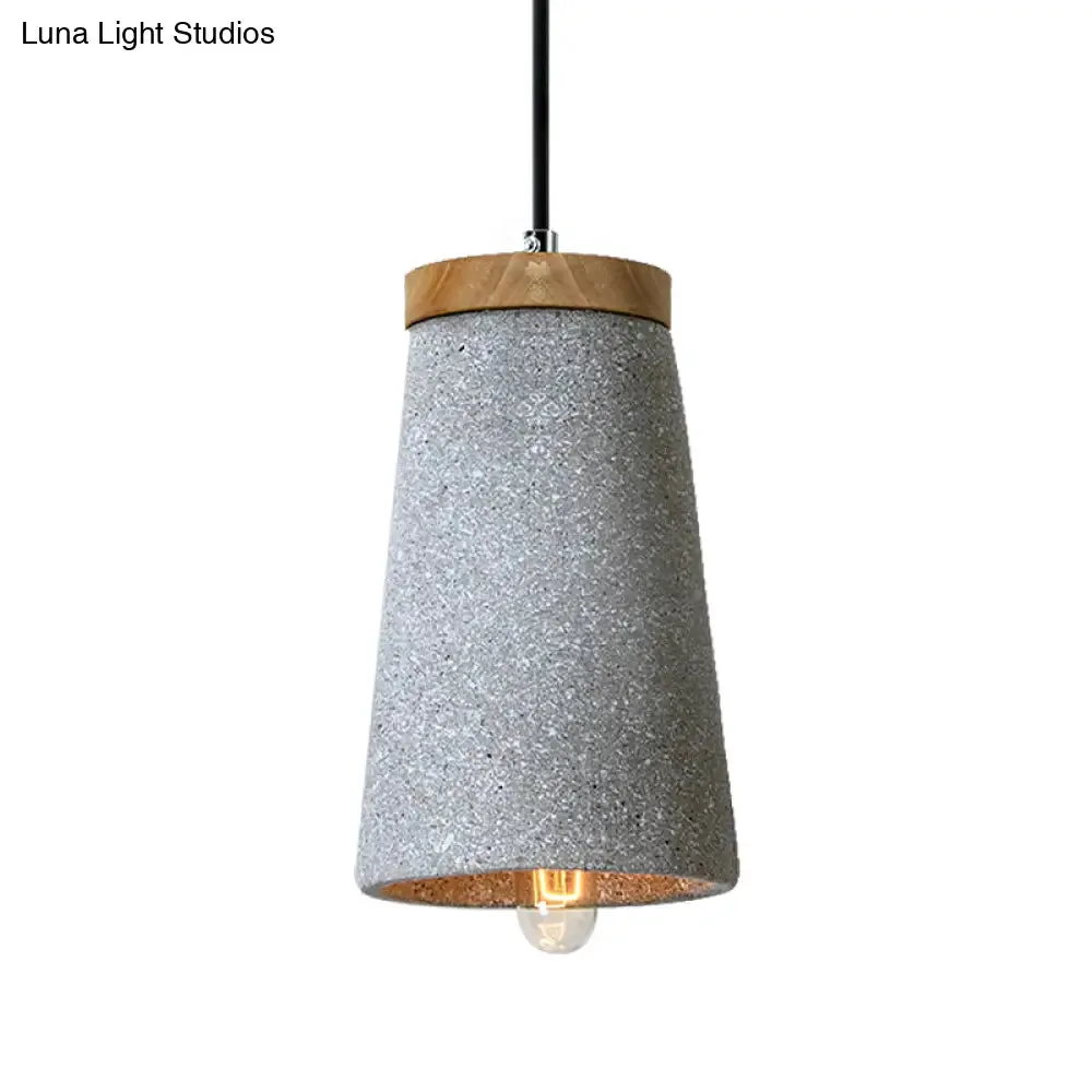 Industrial 1-Light Cement Pendant for Coffee Shop Ceiling with Tapered Shade - Black/White/Grey