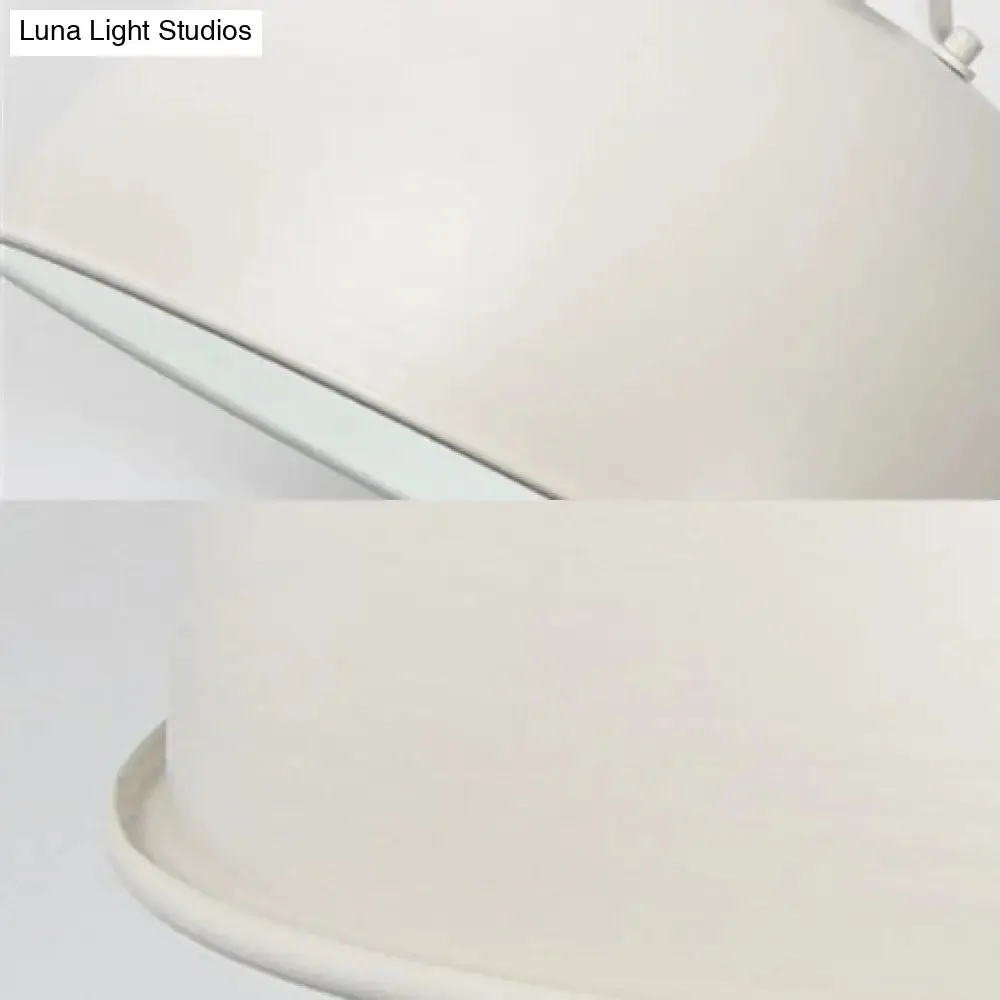 Industrial Dining Room Pendant Lighting - 16"/19.5" W 1-Light Metal Dome Shade, Hanging Ceiling Light in Black/White