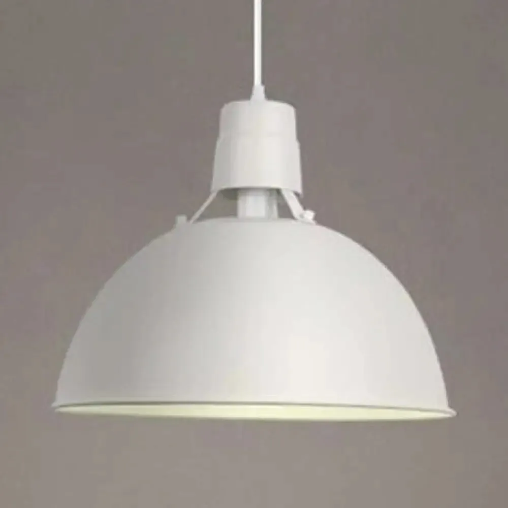 Industrial Dining Room Pendant Lighting - 16"/19.5" W 1-Light Metal Dome Shade, Hanging Ceiling Light in Black/White