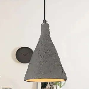 Industrial Grey Cement Pendant Lighting with Funnel Shade - 1 Light Suspension for Restaurants