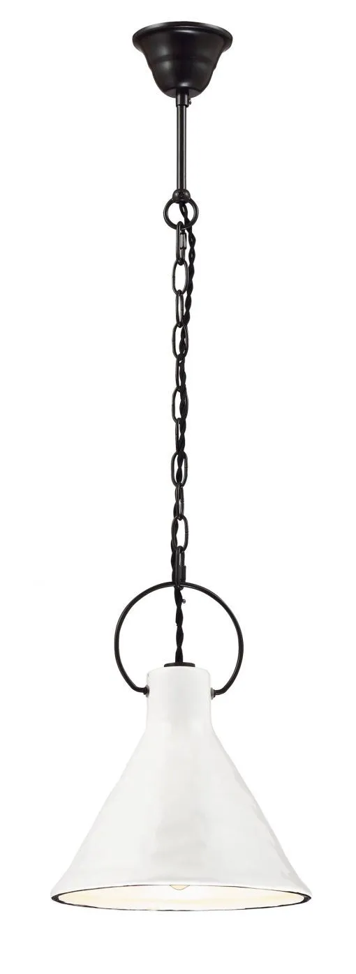 Ivy 1lt Porcelain Pendant White with Black
