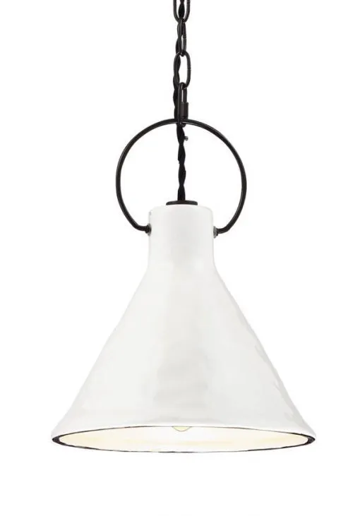Ivy 1lt Porcelain Pendant White with Black