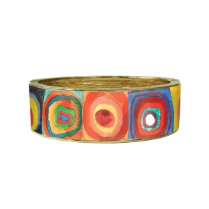 Kandinsky Circles Fine Art Hinged Cuff Gold Bangle Bracelet