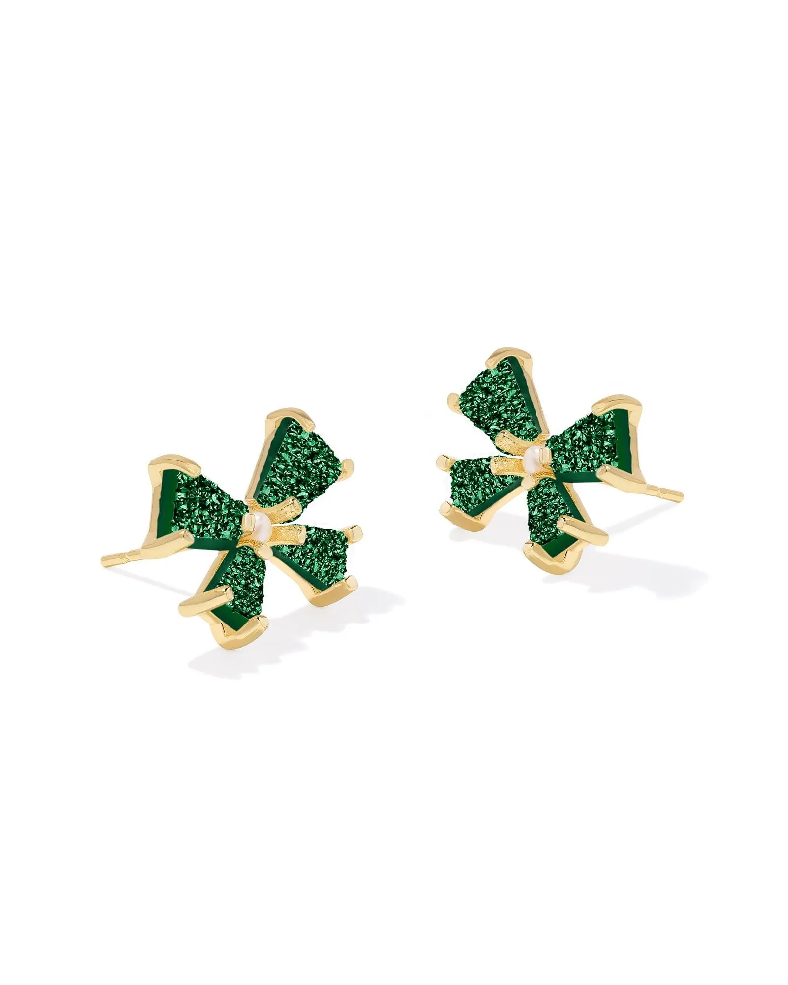 Kendra Scott Blair Bow Small Stud Earrings - Gold & Green Drusy