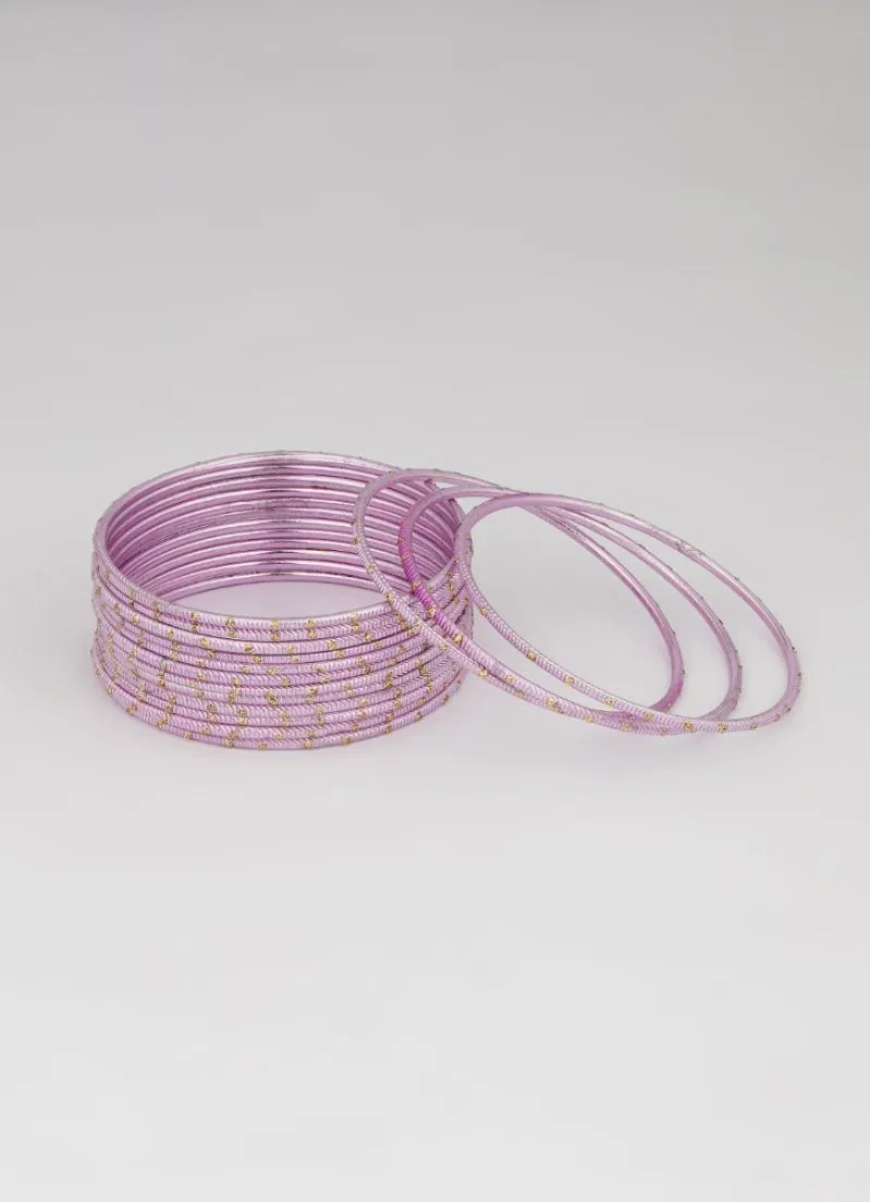L Pink Glitter Spot Bangle Set
