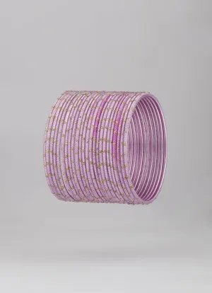 L Pink Glitter Spot Bangle Set