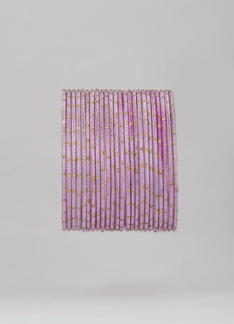 L Pink Glitter Spot Bangle Set