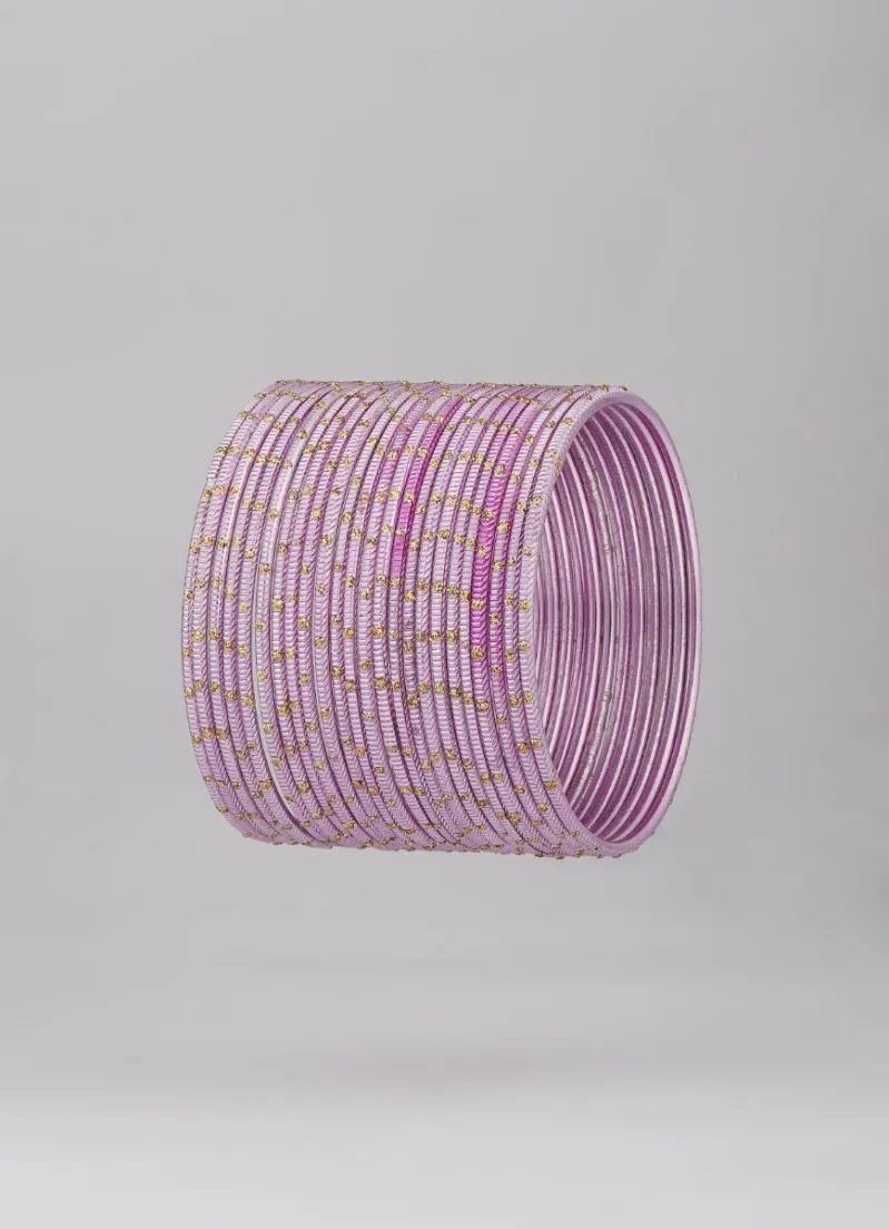 L Pink Glitter Spot Bangle Set
