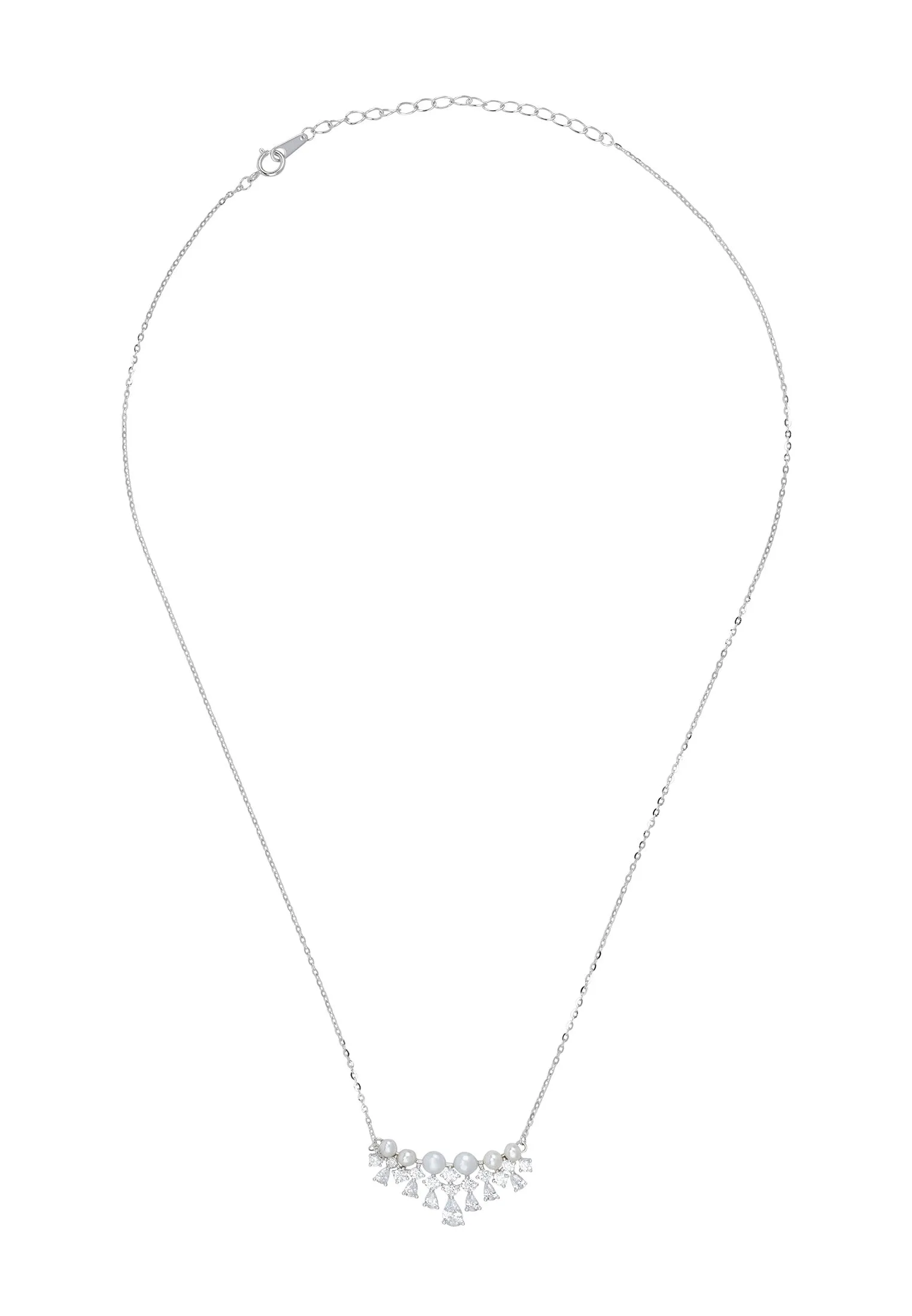 Lace and Pearls Necklace in Silver