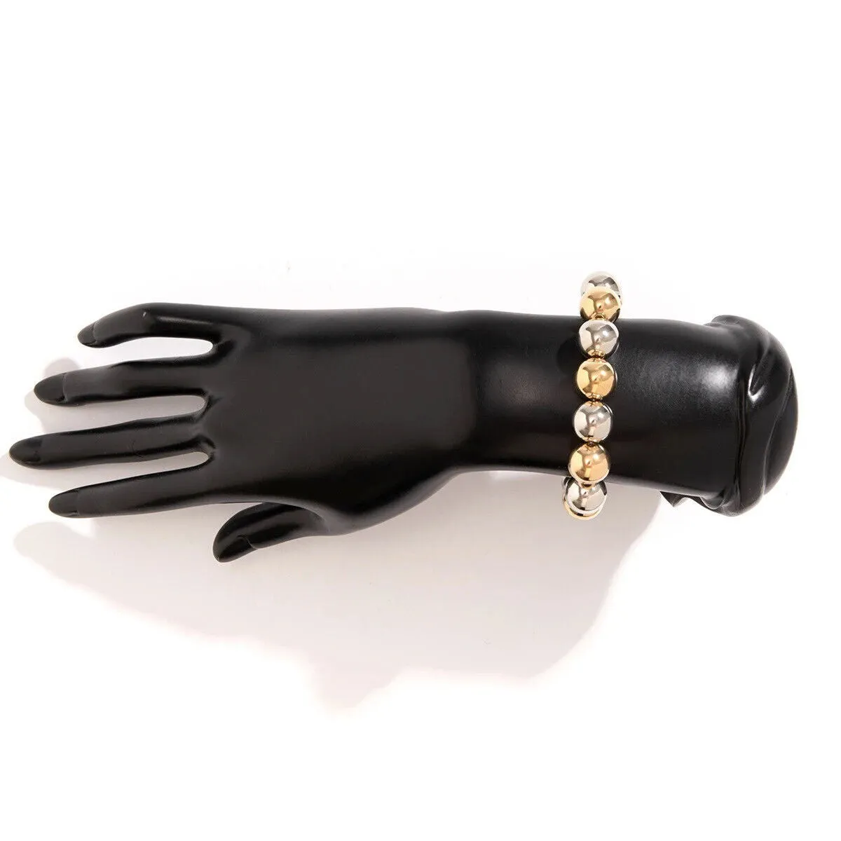Ladies Elegant Gold Silver Two Tone Ball Bead Bracelet & Choker