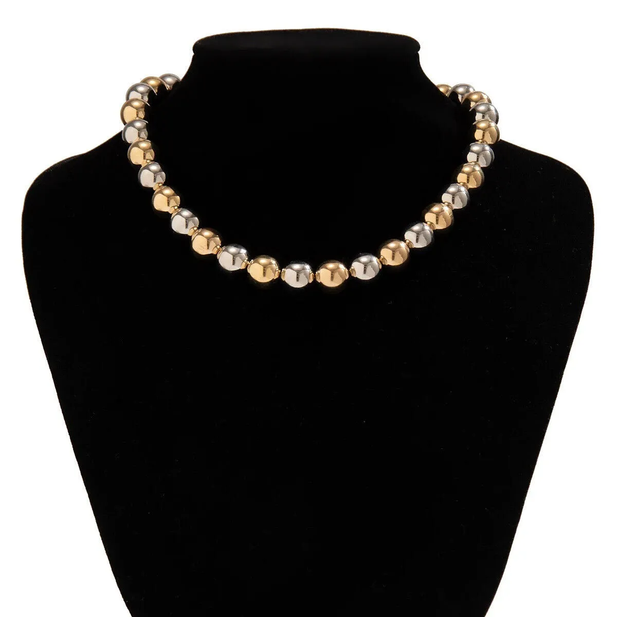 Ladies Elegant Gold Silver Two Tone Ball Bead Bracelet & Choker