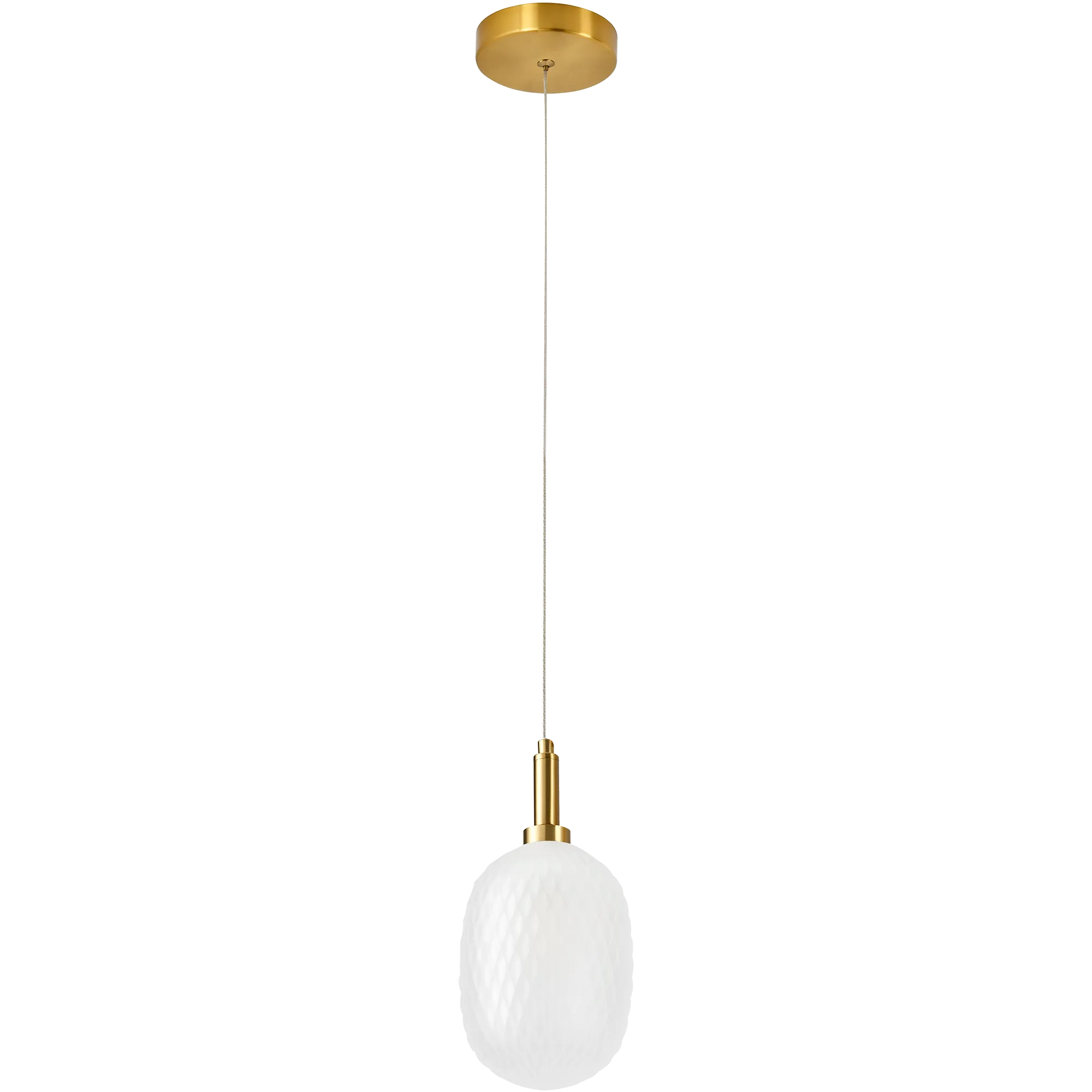Lark Pendant 124mm Brass with Diamond Pattern Opal Glass