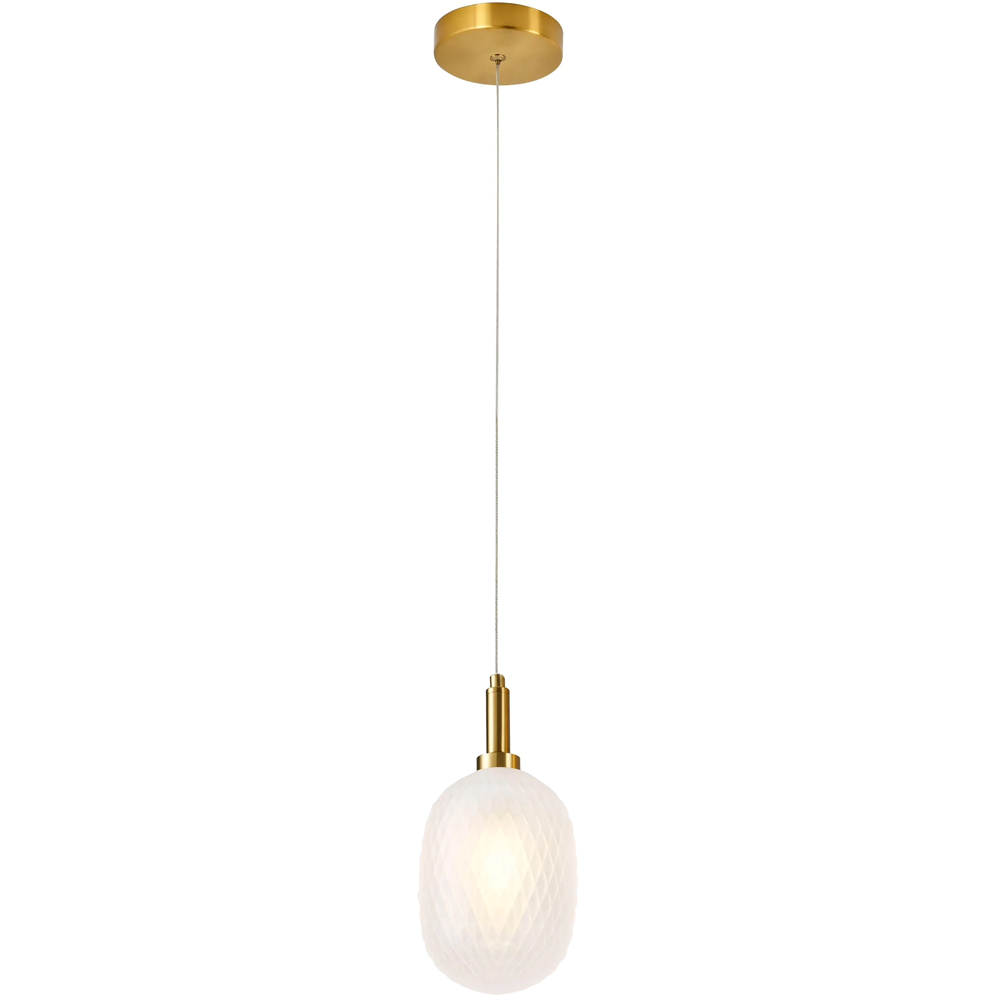 Lark Pendant 124mm Brass with Diamond Pattern Opal Glass