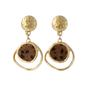 Leopard Haircalf Drop Clip On Earrings