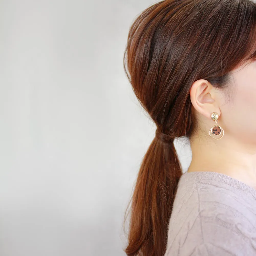 Leopard Haircalf Drop Clip On Earrings