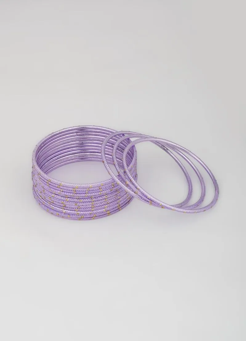 Lilac Glitter Spot Bangle Set
