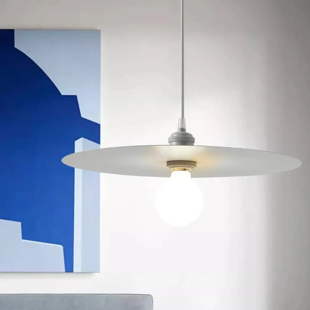 Macaron Pendant Light with Metal Disc Shade, Multi Color Options and Single Bulb