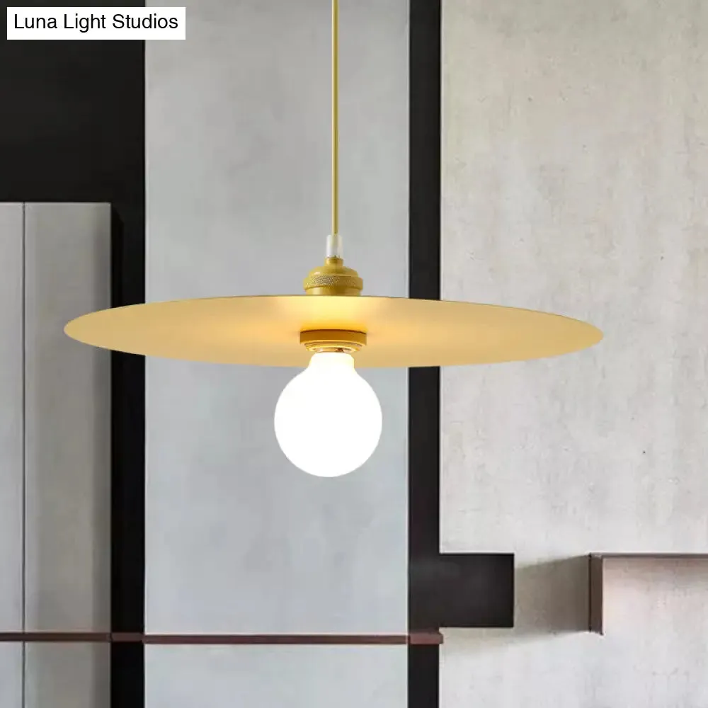 Macaron Pendant Light with Metal Disc Shade, Multi Color Options and Single Bulb