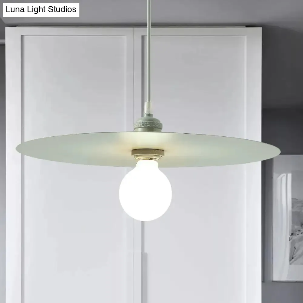 Macaron Pendant Light with Metal Disc Shade, Multi Color Options and Single Bulb
