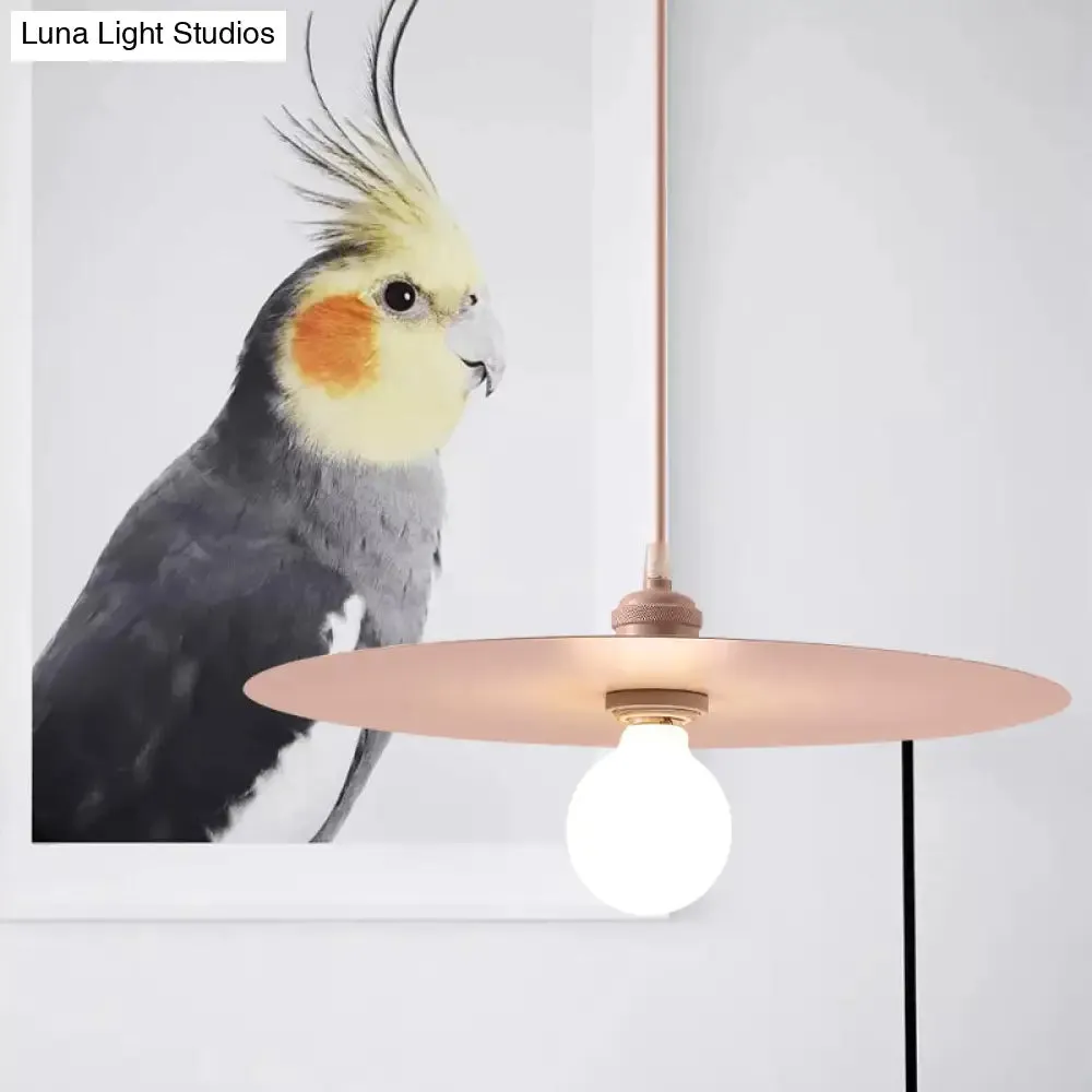 Macaron Pendant Light with Metal Disc Shade, Multi Color Options and Single Bulb