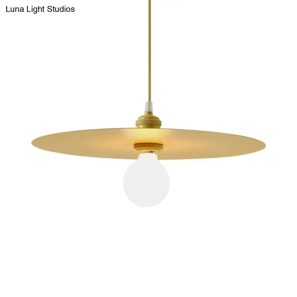 Macaron Pendant Light with Metal Disc Shade, Multi Color Options and Single Bulb