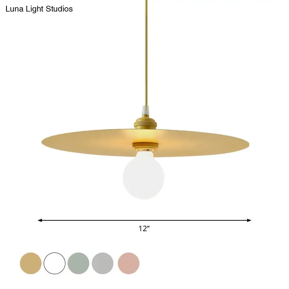Macaron Pendant Light with Metal Disc Shade, Multi Color Options and Single Bulb