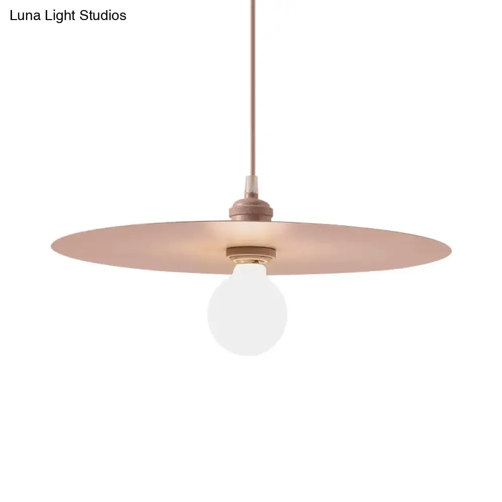 Macaron Pendant Light with Metal Disc Shade, Multi Color Options and Single Bulb