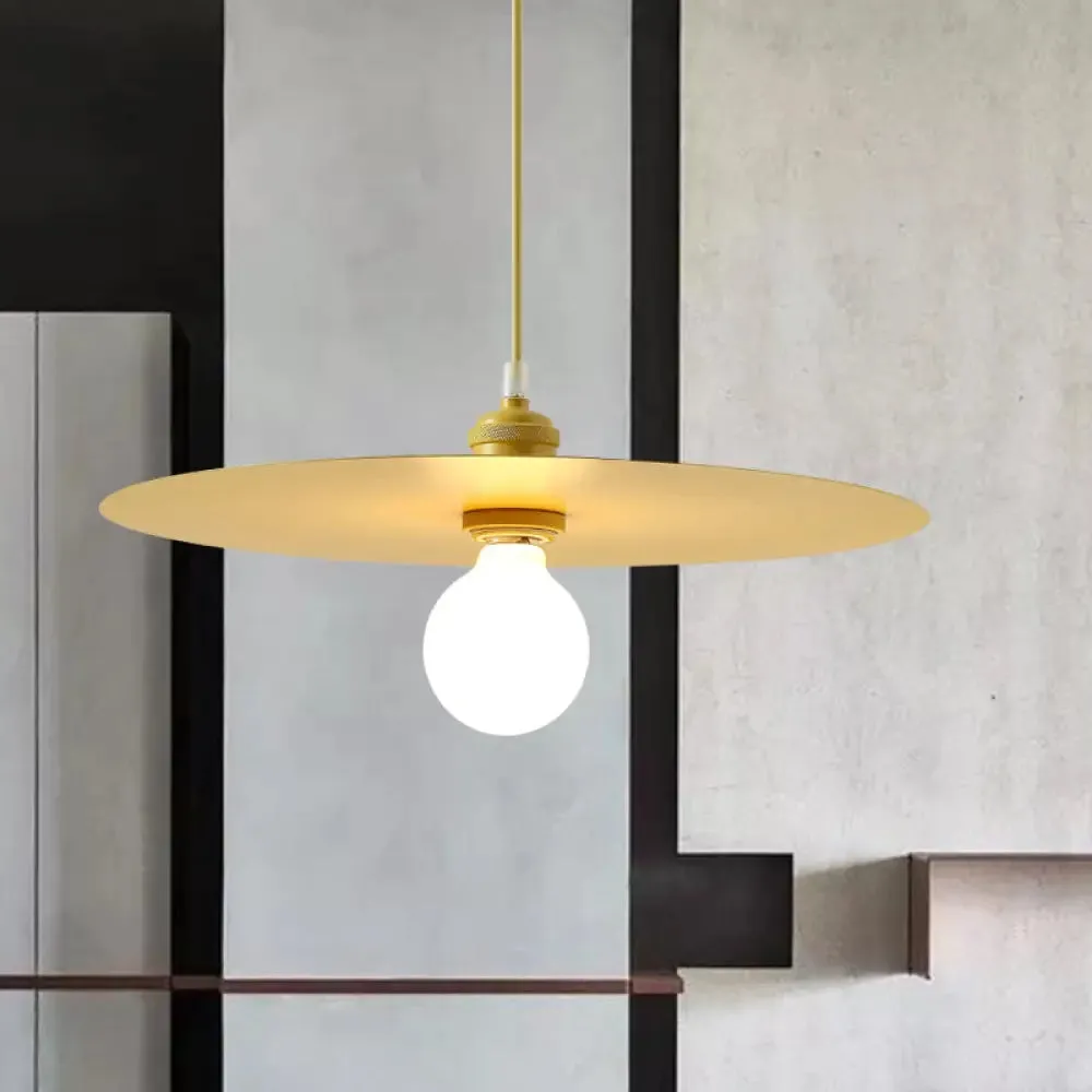 Macaron Pendant Light with Metal Disc Shade, Multi Color Options and Single Bulb