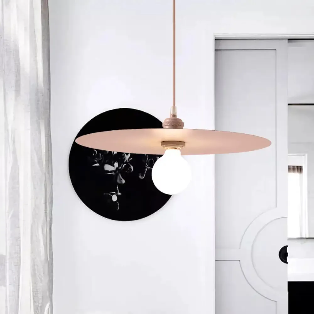 Macaron Pendant Light with Metal Disc Shade, Multi Color Options and Single Bulb