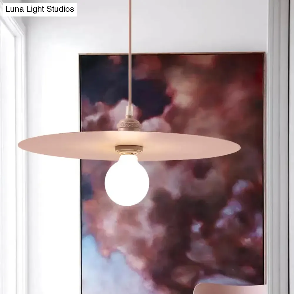 Macaron Pendant Light with Metal Disc Shade, Multi Color Options and Single Bulb