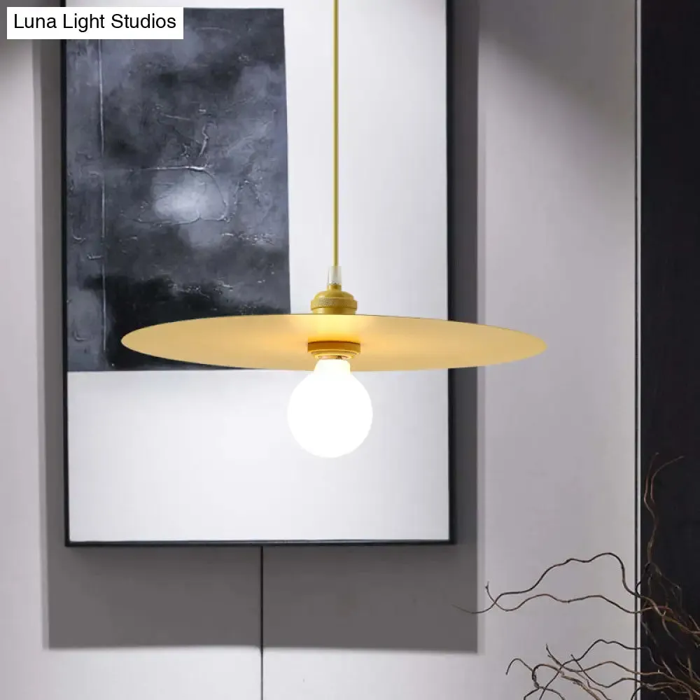Macaron Pendant Light with Metal Disc Shade, Multi Color Options and Single Bulb