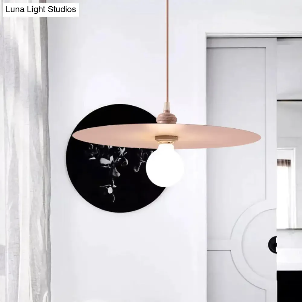 Macaron Pendant Light with Metal Disc Shade, Multi Color Options and Single Bulb