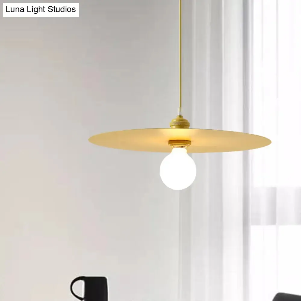 Macaron Pendant Light with Metal Disc Shade, Multi Color Options and Single Bulb