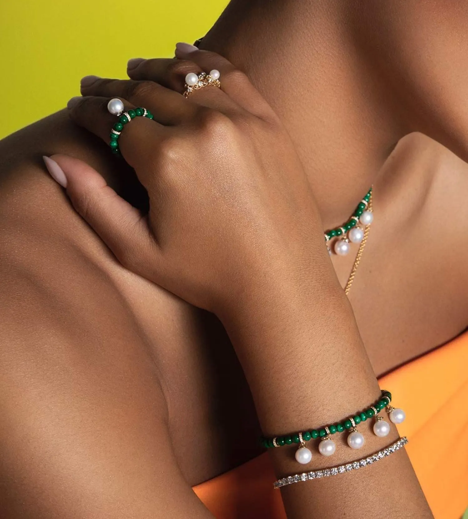 Malachite perlée bracelet