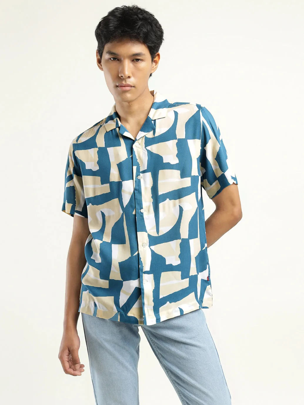 Men's Abstract Print Camp Shirt