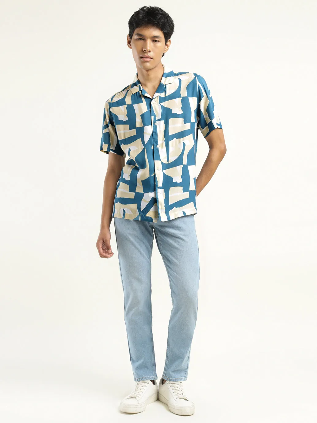 Men's Abstract Print Camp Shirt