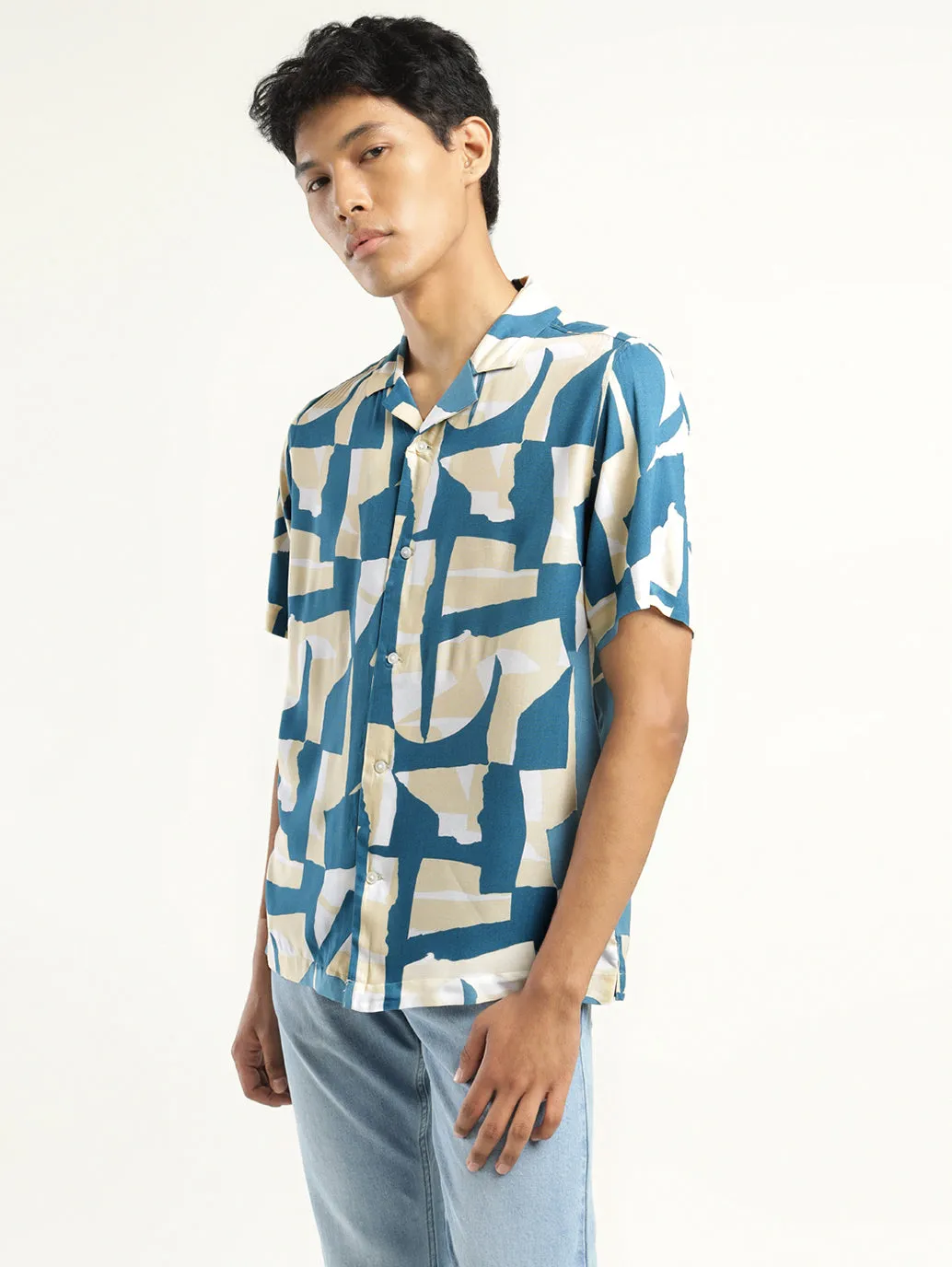 Men's Abstract Print Camp Shirt