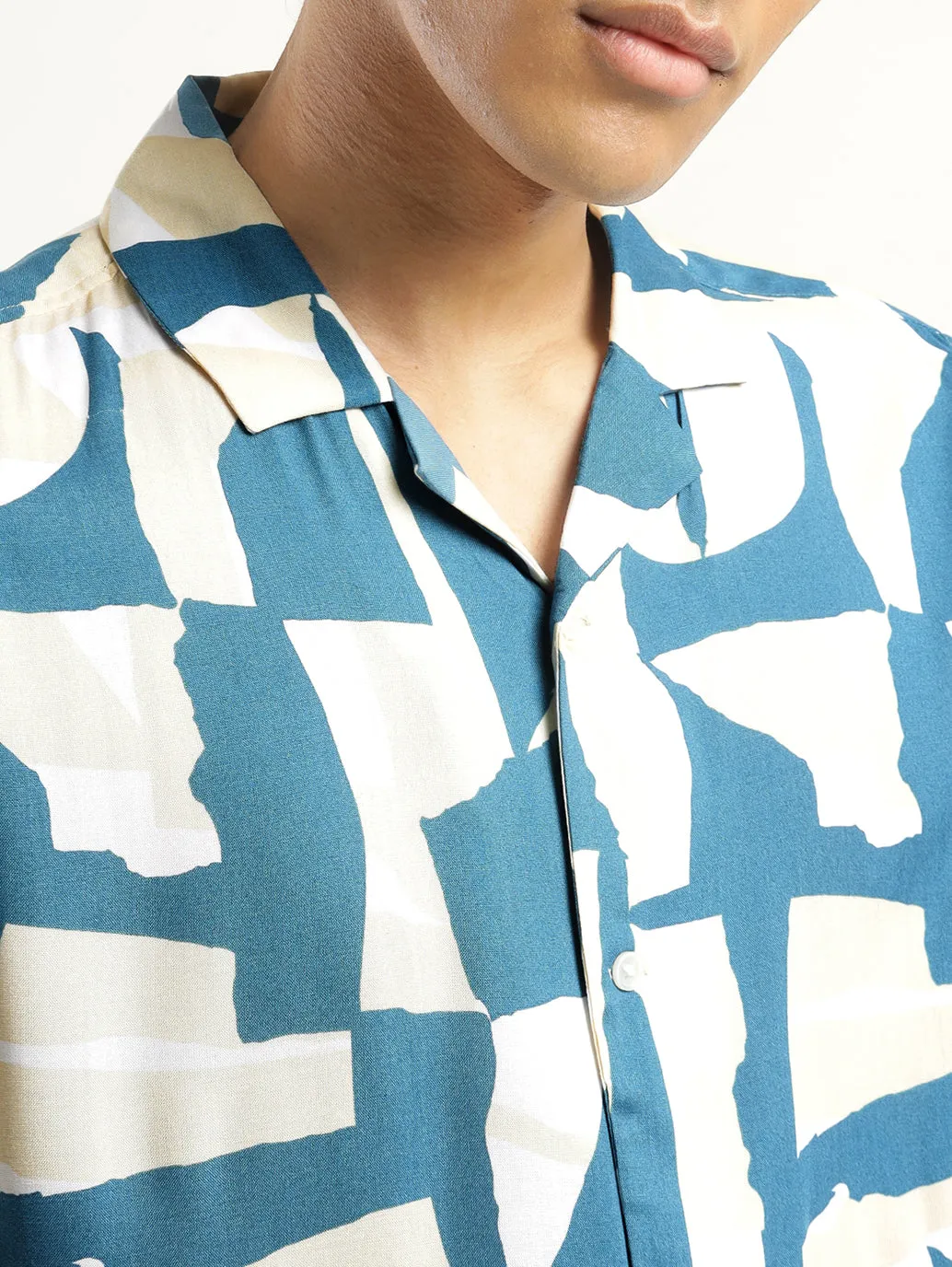 Men's Abstract Print Camp Shirt