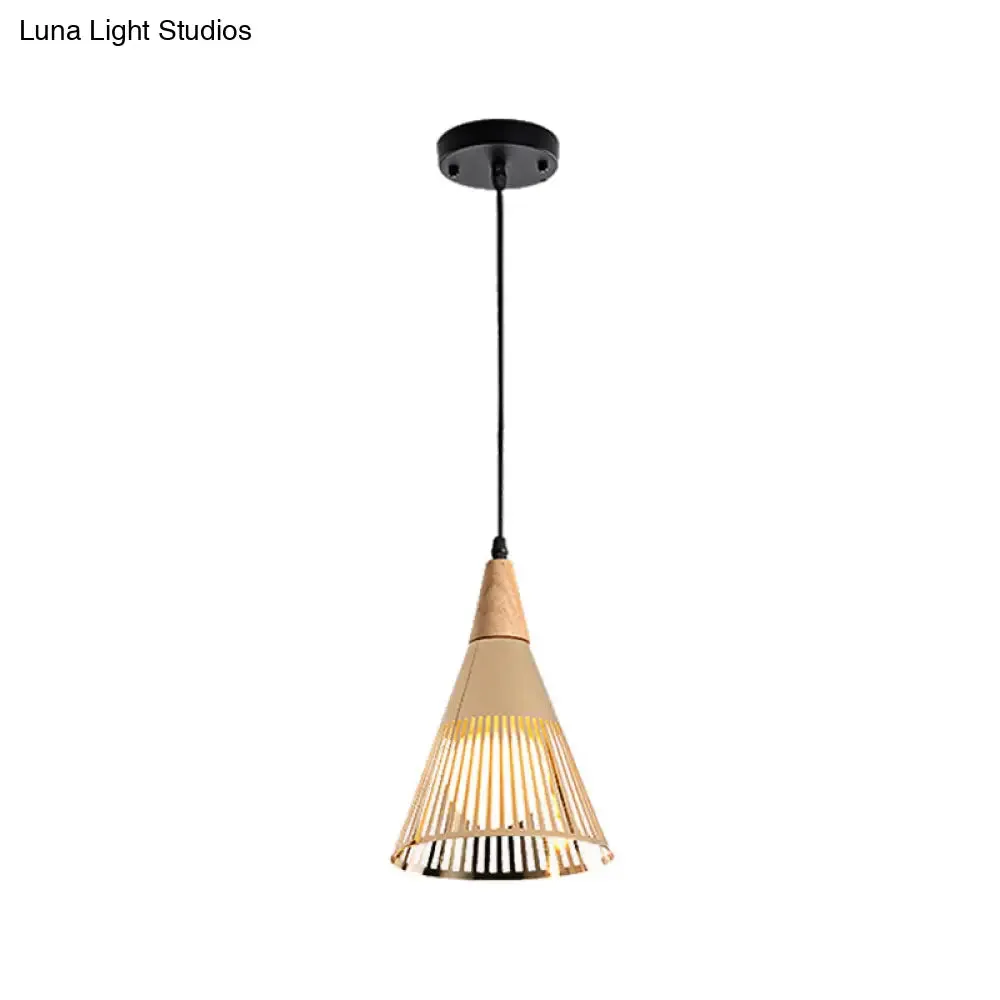 Metallic Cone Ceiling Light: Contemporary 1-Light Pendant in Black/Gold/White with Cage Shade