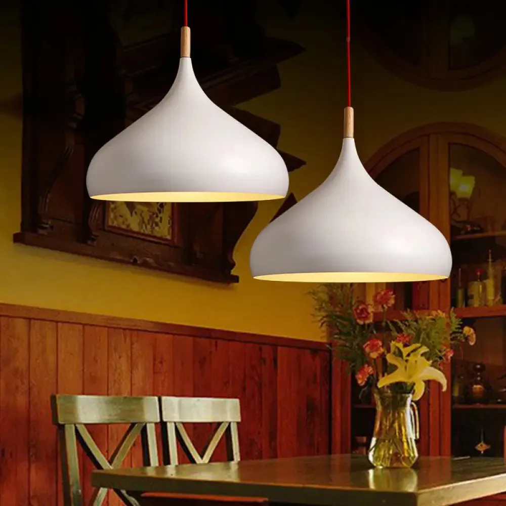 Metallic Dome Pendant Lamp - Simple Style, 1 Head, Black/White - Ideal for Dining Rooms - Available in 12.5" and 16.5" Width