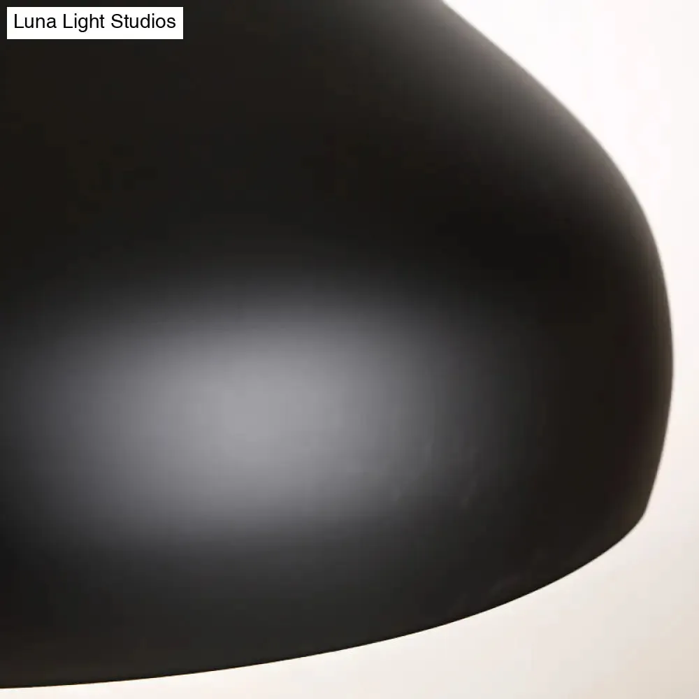 Metallic Dome Pendant Lamp - Simple Style, 1 Head, Black/White - Ideal for Dining Rooms - Available in 12.5" and 16.5" Width
