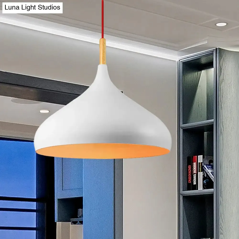 Metallic Dome Pendant Lamp - Simple Style, 1 Head, Black/White - Ideal for Dining Rooms - Available in 12.5" and 16.5" Width