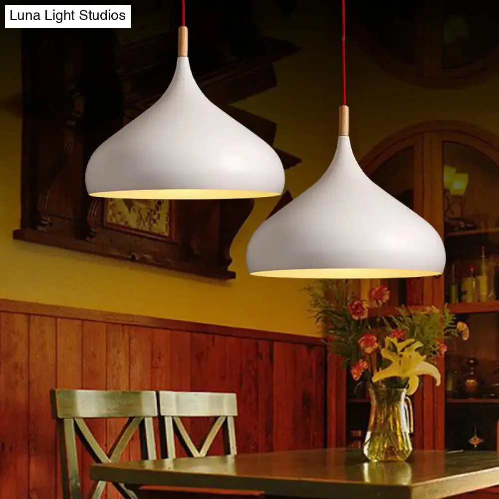 Metallic Dome Pendant Lamp - Simple Style, 1 Head, Black/White - Ideal for Dining Rooms - Available in 12.5" and 16.5" Width