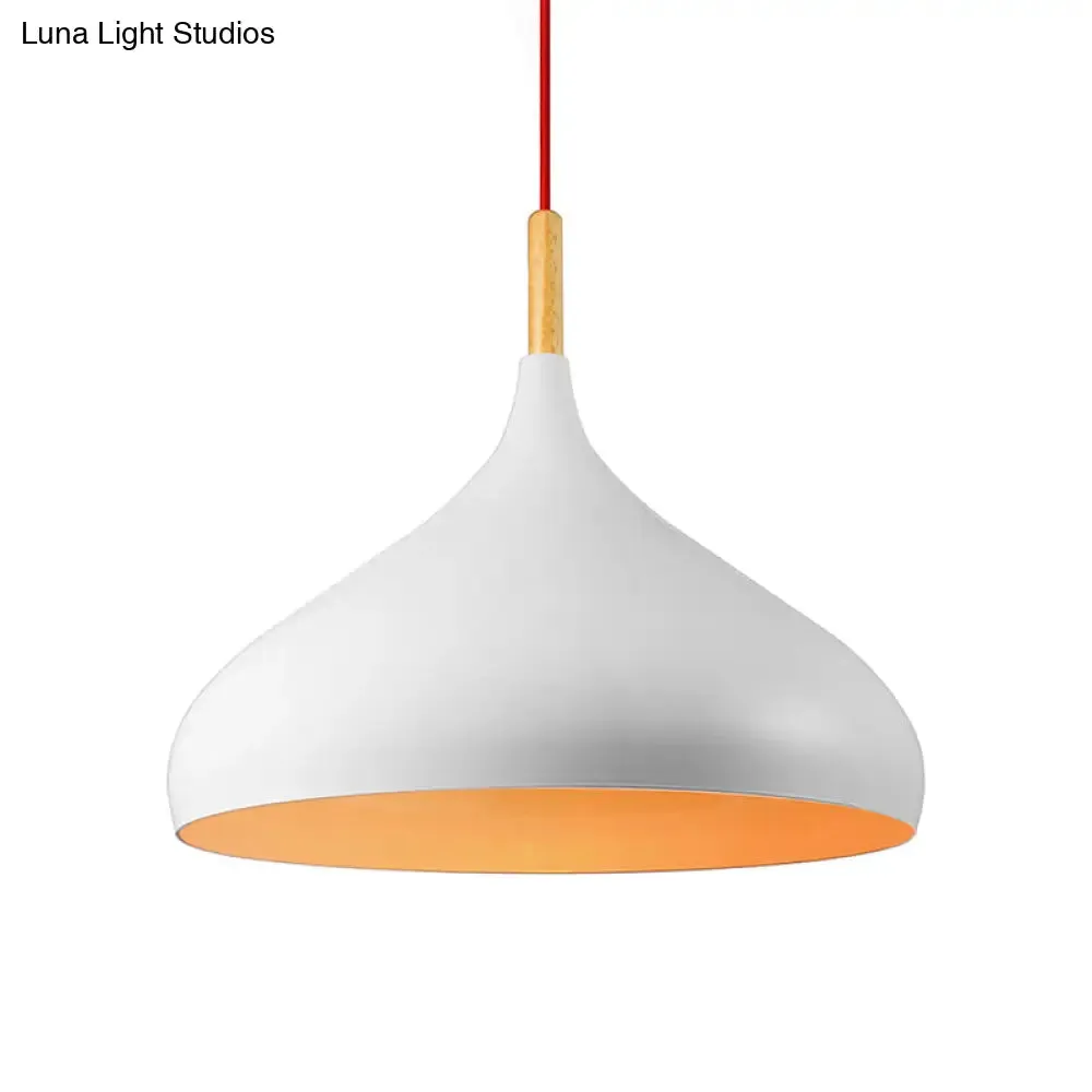 Metallic Dome Pendant Lamp - Simple Style, 1 Head, Black/White - Ideal for Dining Rooms - Available in 12.5" and 16.5" Width
