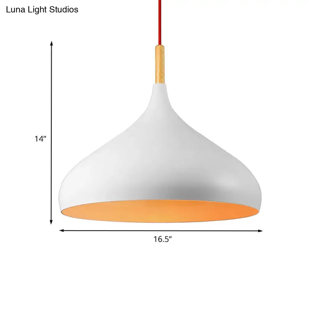 Metallic Dome Pendant Lamp - Simple Style, 1 Head, Black/White - Ideal for Dining Rooms - Available in 12.5" and 16.5" Width